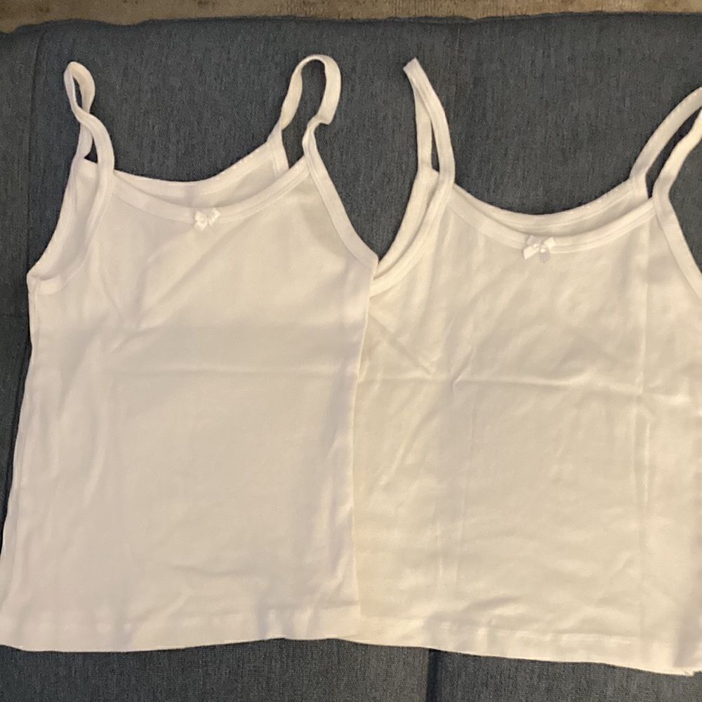 Rene Rofe Lingerie Girls set of 2 White Cotton Tanktop/Undershirt.